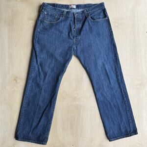 Levis 501 Jeans Mens 38x30 Blue Dark Wash Straight Leg Button Fly Classic Denim